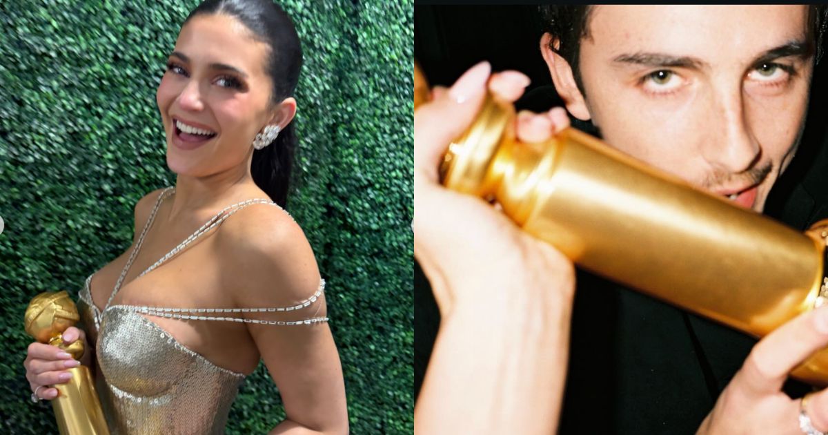 Kylie Jenner shares snaps holding Timothée Chalamet’s Golden Globes trophy