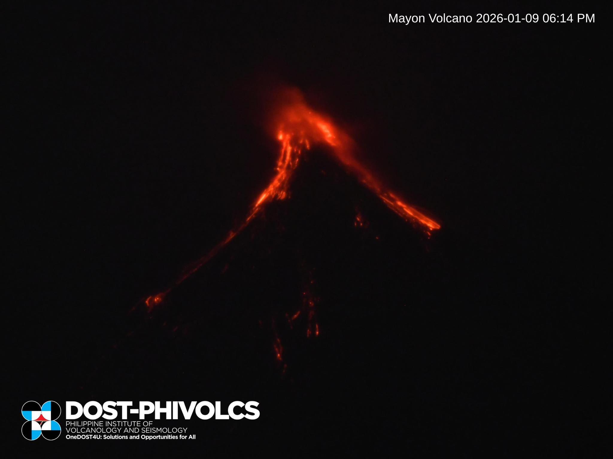 Dome-collapse PDCs logged at Mayon on Friday night