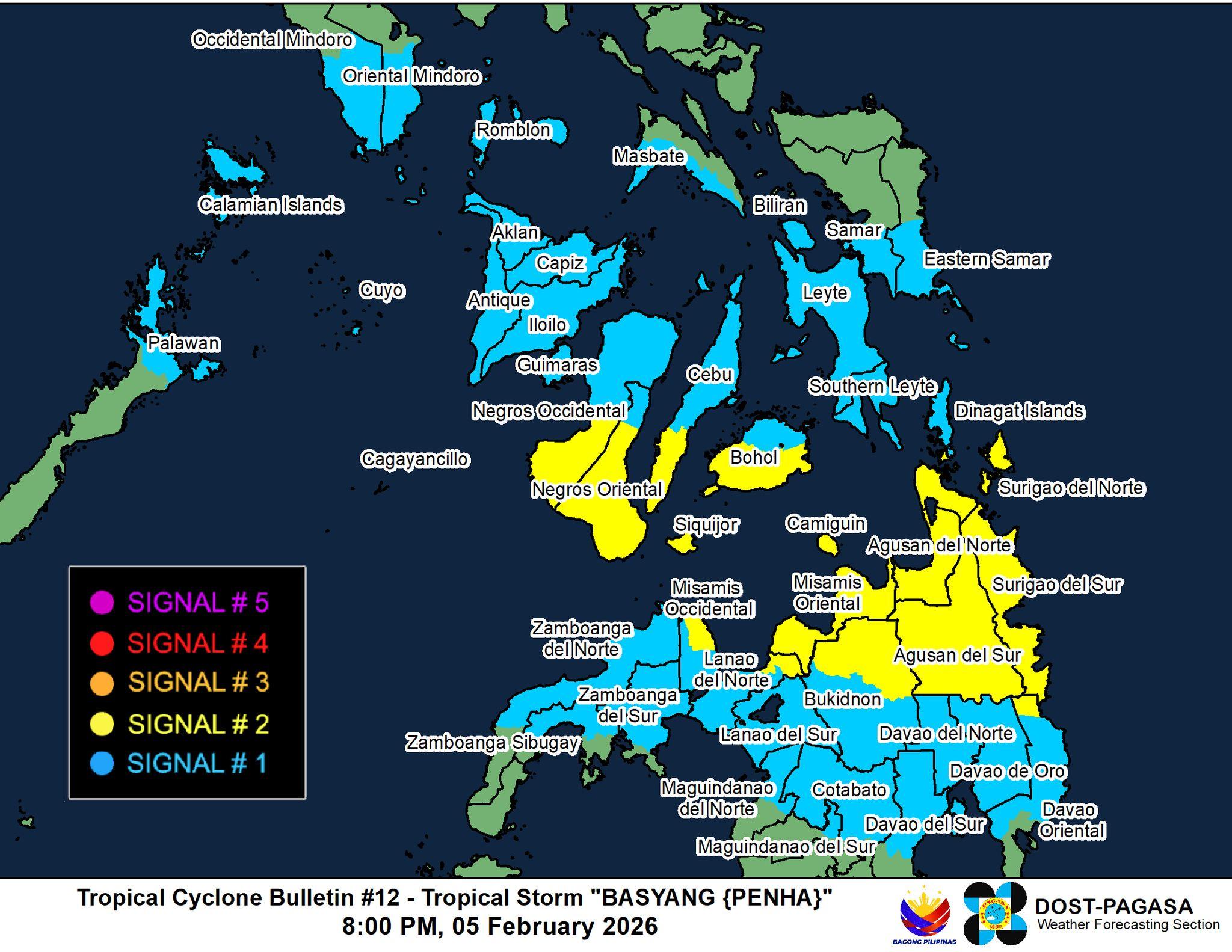 15 areas under Signal No. 2 as Basyang nears Caraga