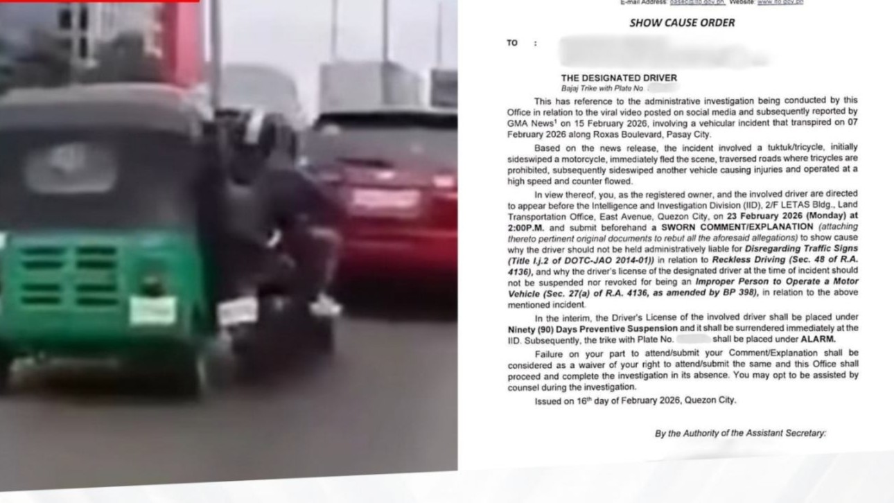 LTO summons viral trike driver for reckless driving in Pasay City