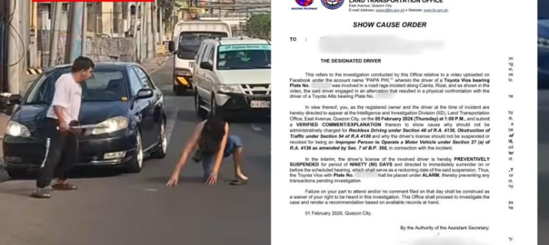 LTO summons 2 motorists who traded punches on Cainta street