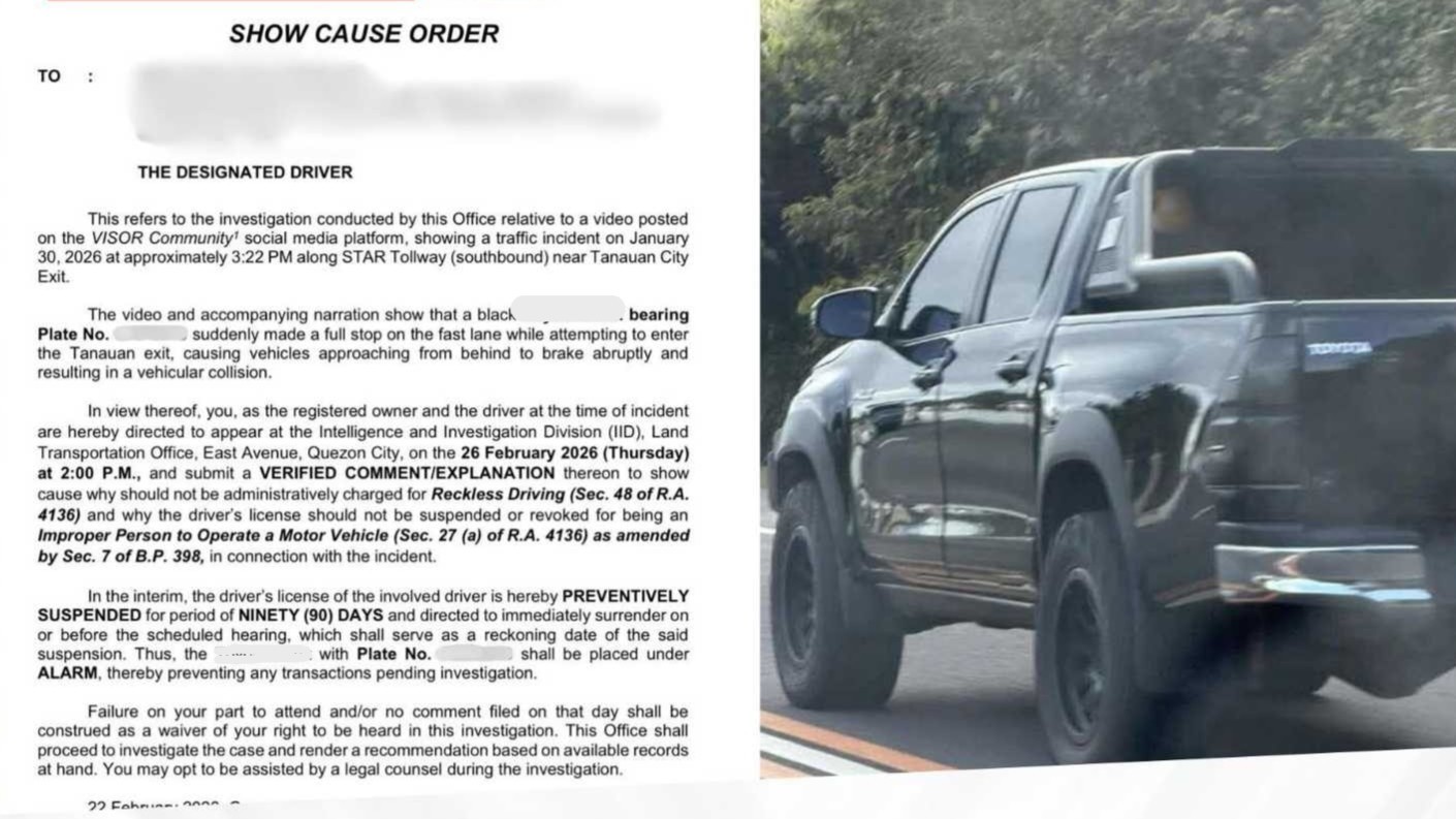 LTO tells pick-up truck driver to explain viral ‘full stop’ on expressway 