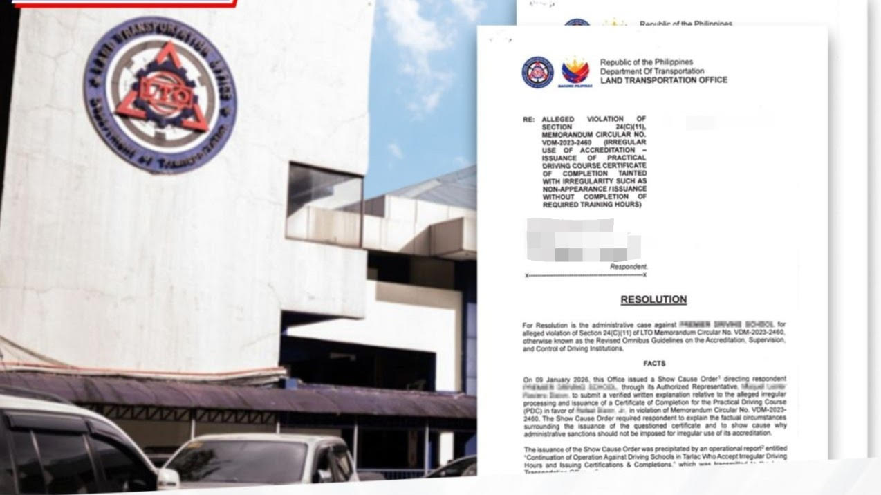 LTO sanctions 3 Tarlac driving schools for violating drivers’ education rules