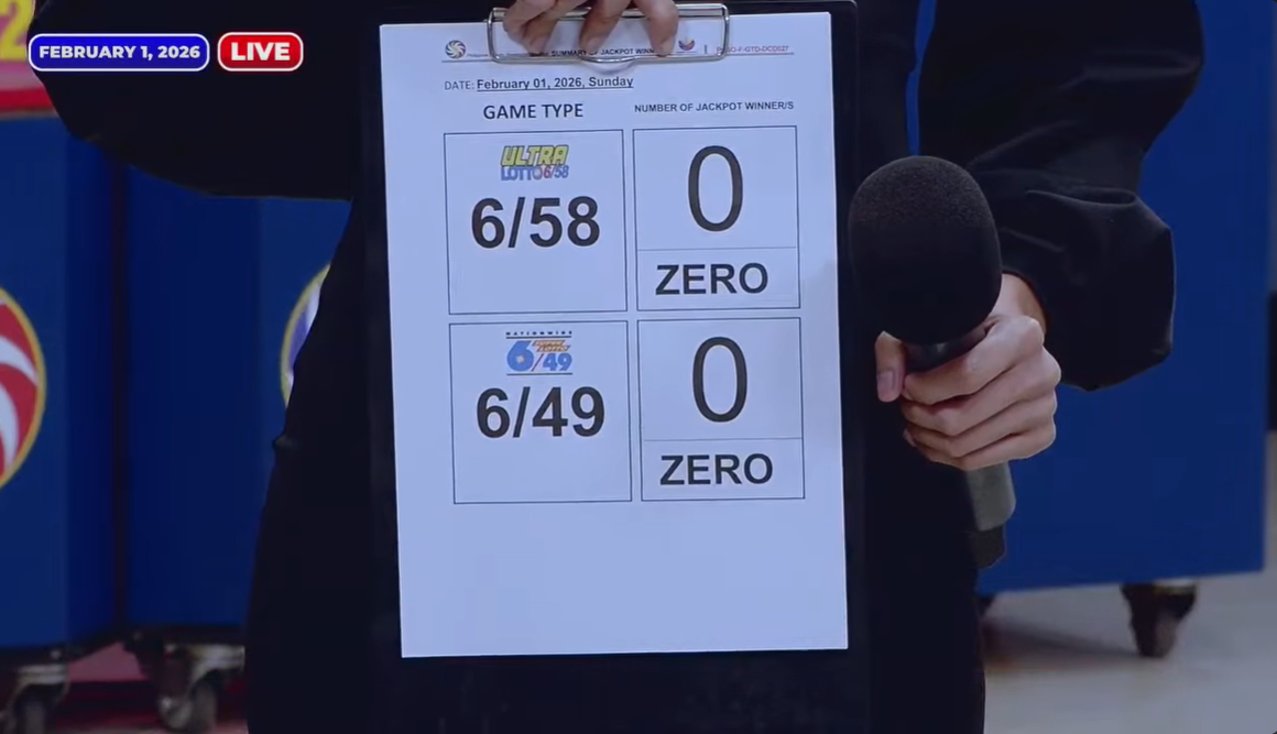 PCSO: No jackpot winners in 6/49, 6/58 lotto draws on Sunday, Feb. 1