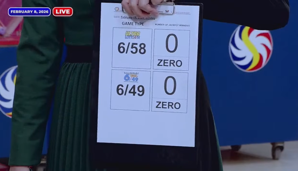 No jackpot winners in PCSO major lotto draws on Sunday, Feb. 8