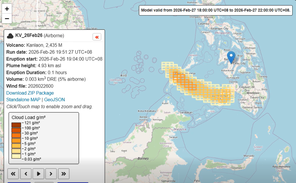 LOOK: PHIVOLCS releases computer simulations of Kanlaon Volcano ash dispersion