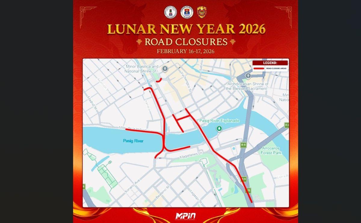 Manila to close some roads for Chinese New Year 2026