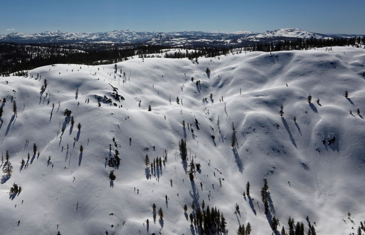 The snow-covered Sierra Nevada Mountains