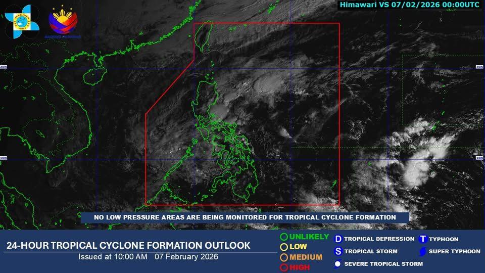LPA formerly Basyang has dissipated on Feb. 7, 2026