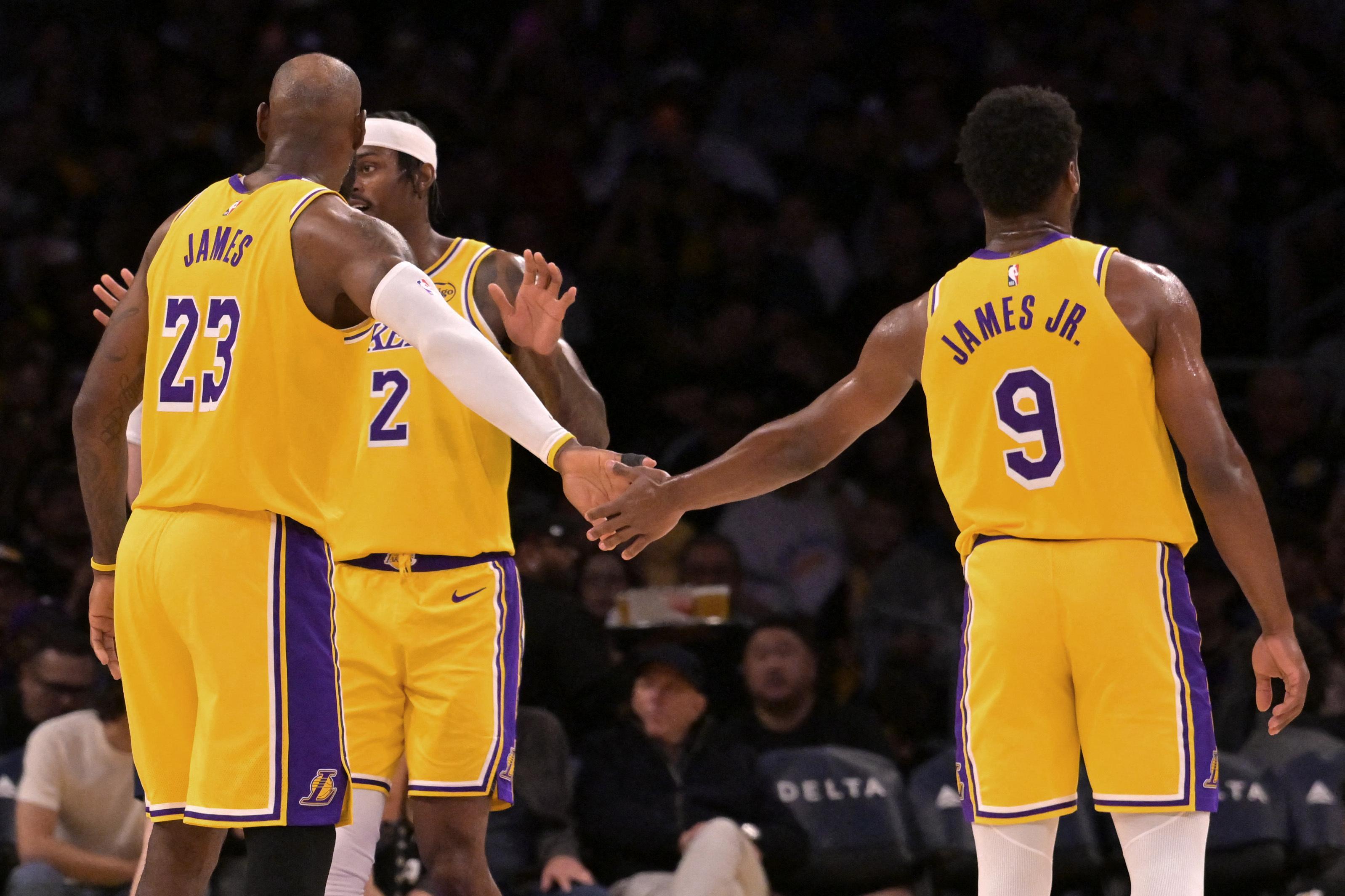 NBA: LeBron James and Bronny James of the Los Angeles Lakers