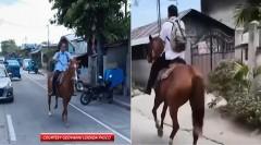 Pagsakay ng estudyante sa kabayo, agaw-pansin sa harap ng mataas na presyo ng mga produktong petrolyo