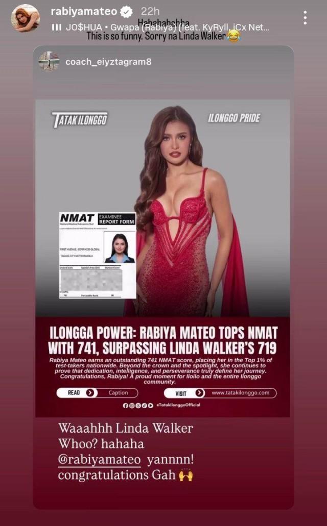 COURTESY: RABIYA MATEO/INSTAGRAM STORIES