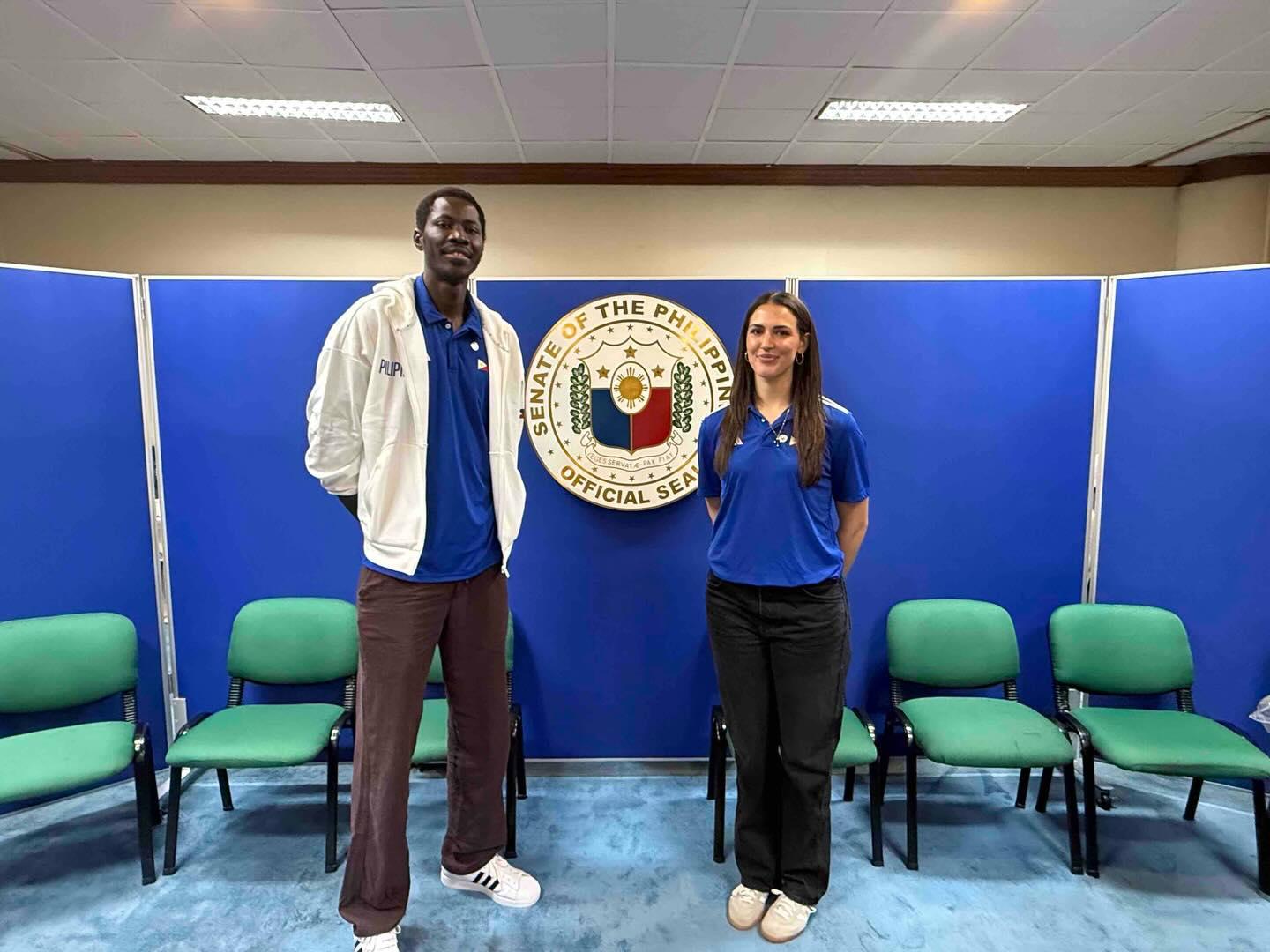 Gilas Pilipinas naturalization candidates Malick Diouf and Elizabeth Means at the Senate