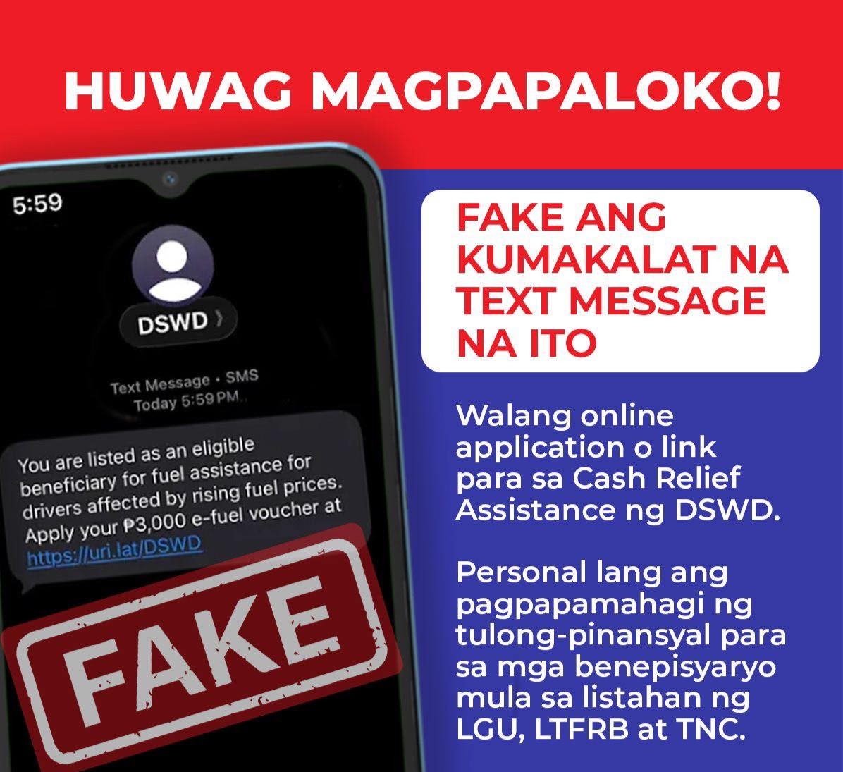 DSWD warns vs fake news on online applications for fuel aid