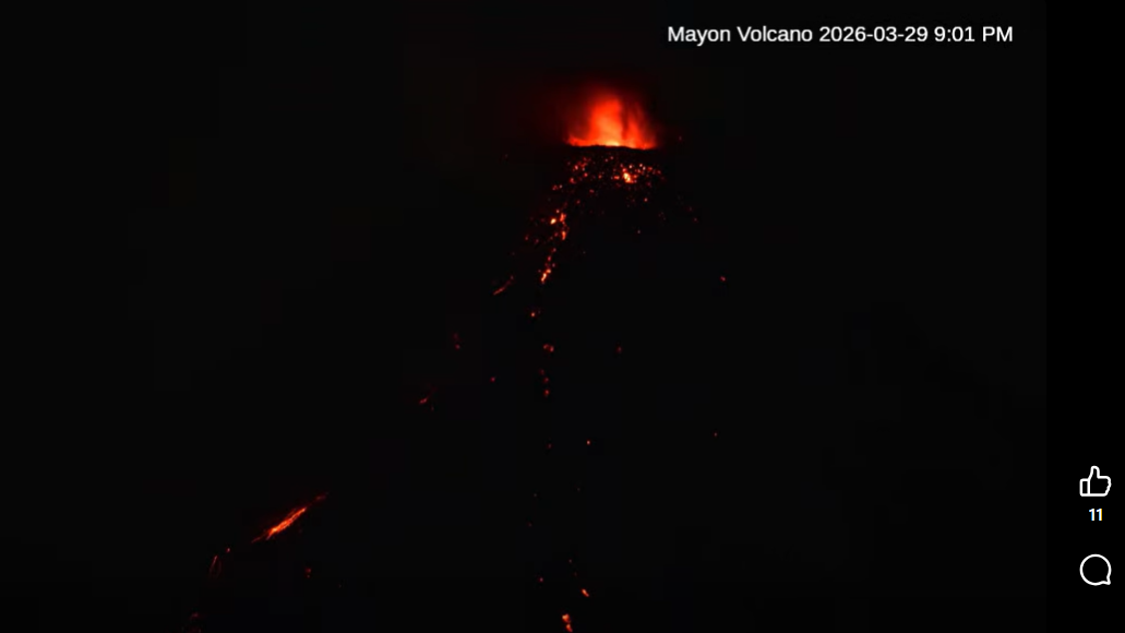 LOOK: Lava fountaining at Mayon on Day 84 of effusive eruption
