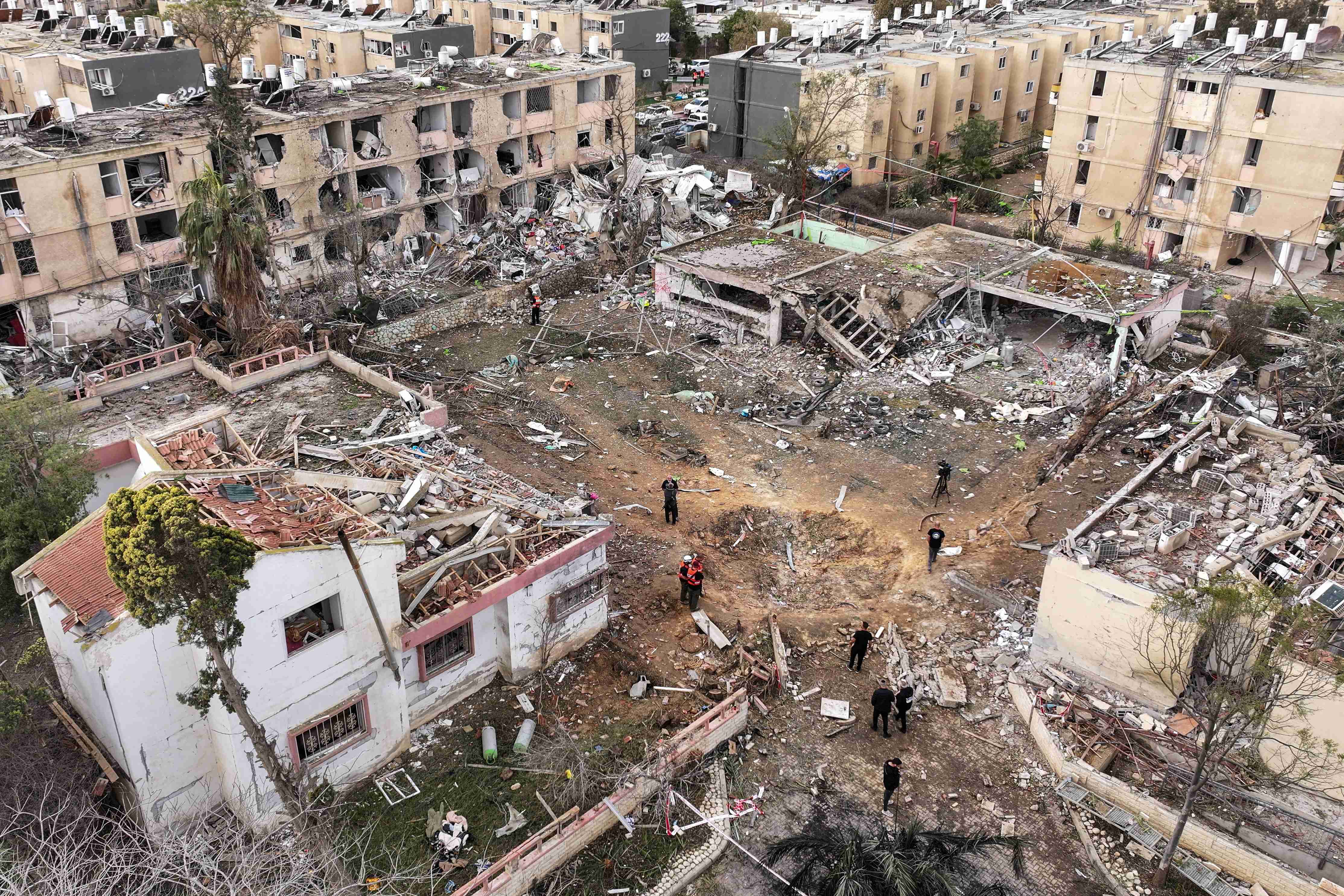 Damage in a residential neighborhood in Dimona, southern Israel after Iranian missile strikes