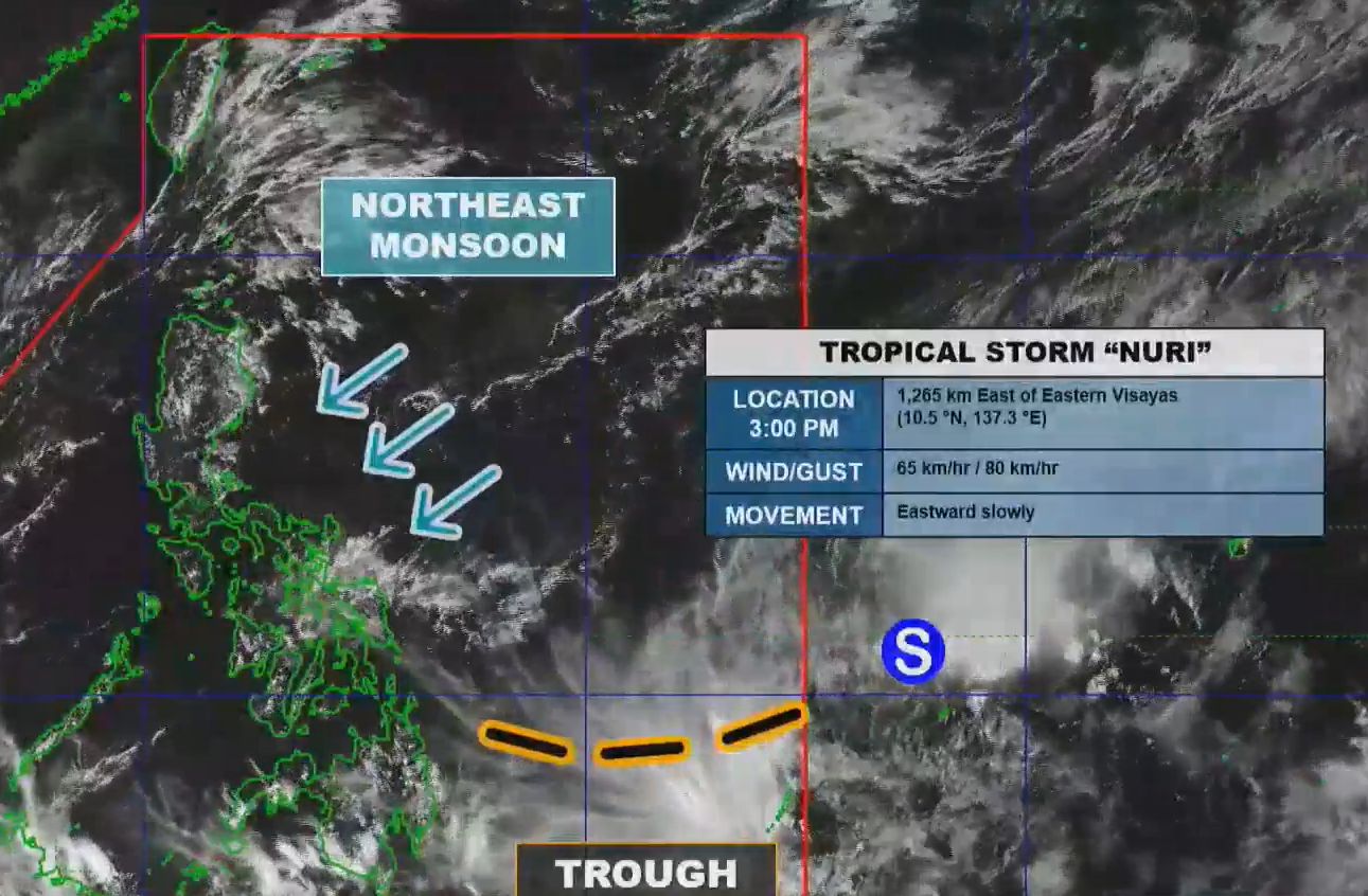 Trough of TS Nuri to affect eastern Mindanao