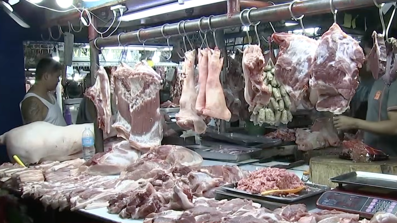 Pork being sold at a wet market 