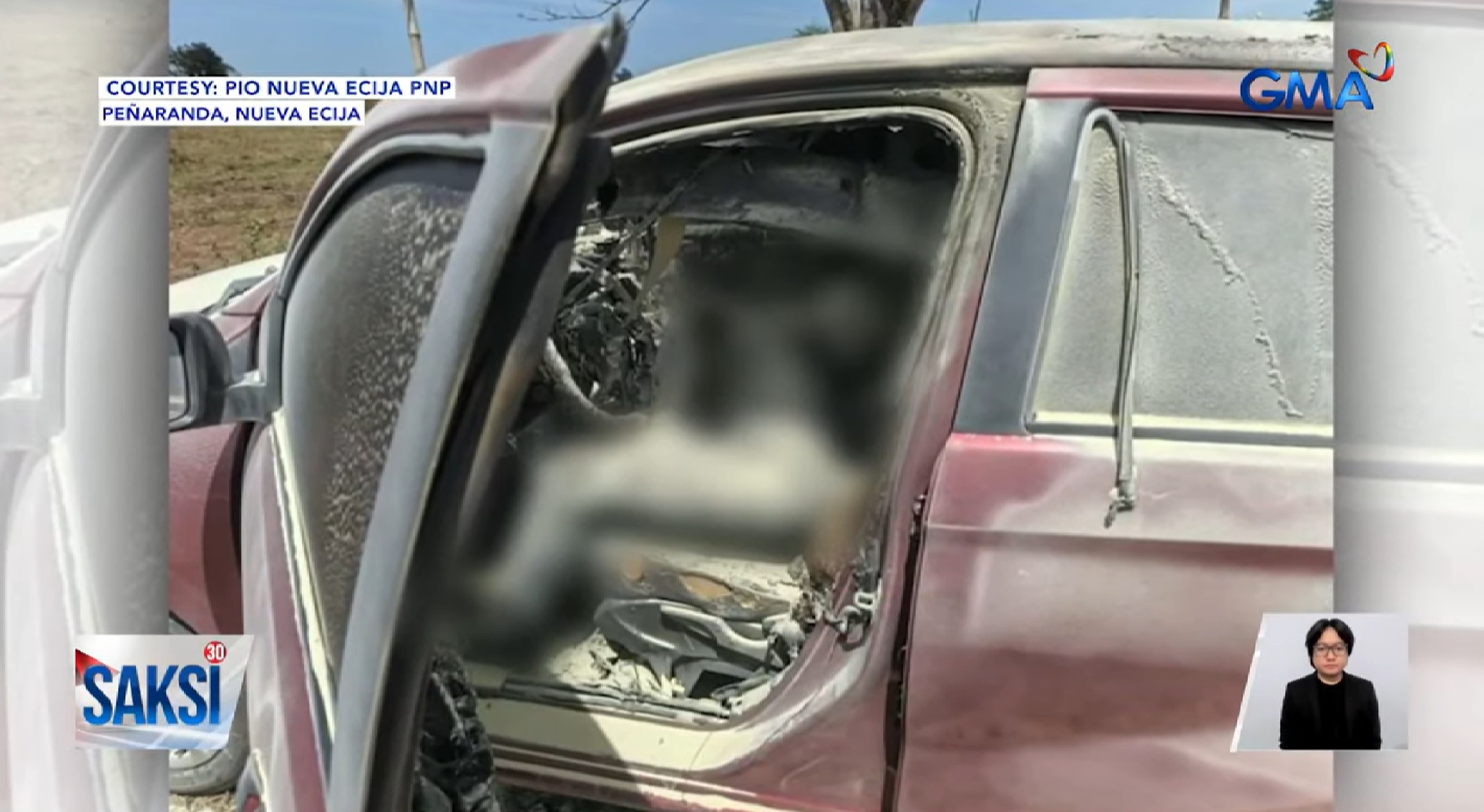 2 bangkay, nakita sa loob ng nasunog na sasakyan sa Nueva Ecija