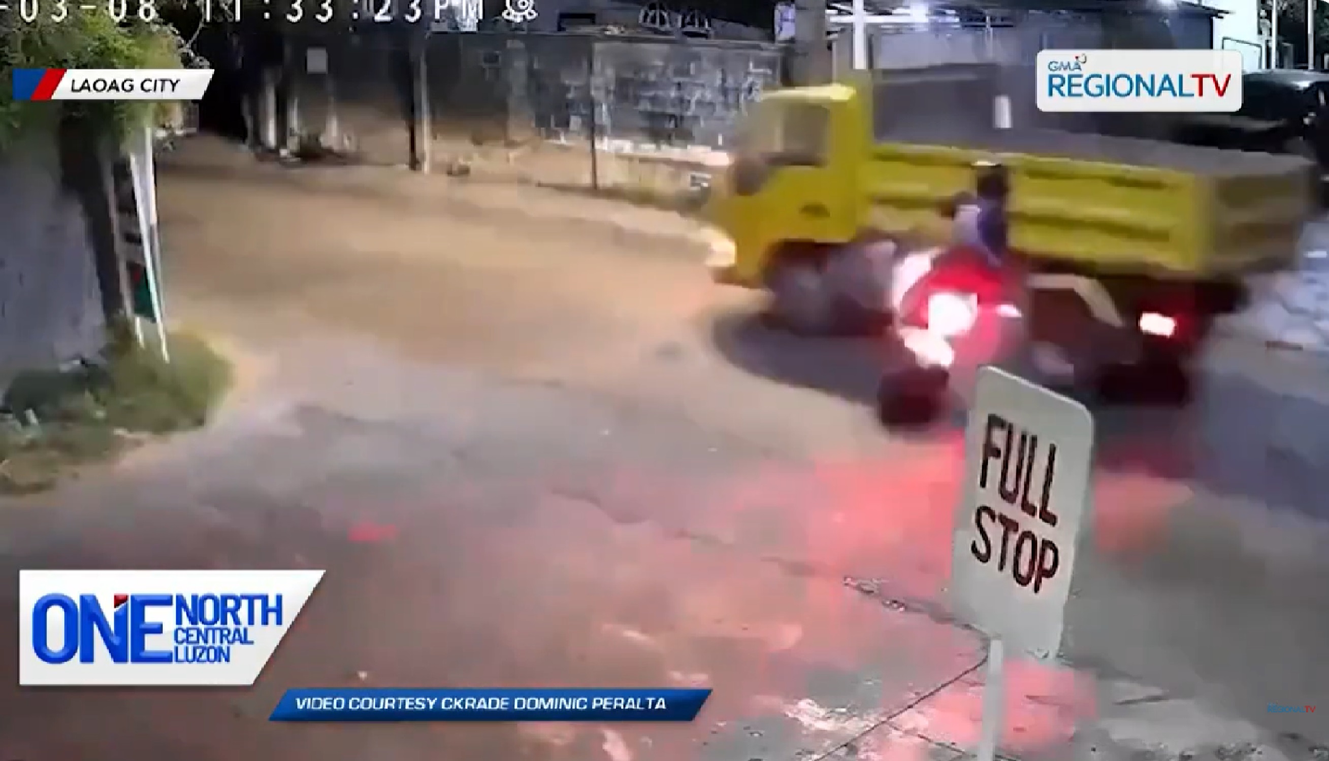 Rider na ‘di sumunod sa signage na ‘full stop,’ bumangga sa dump truck