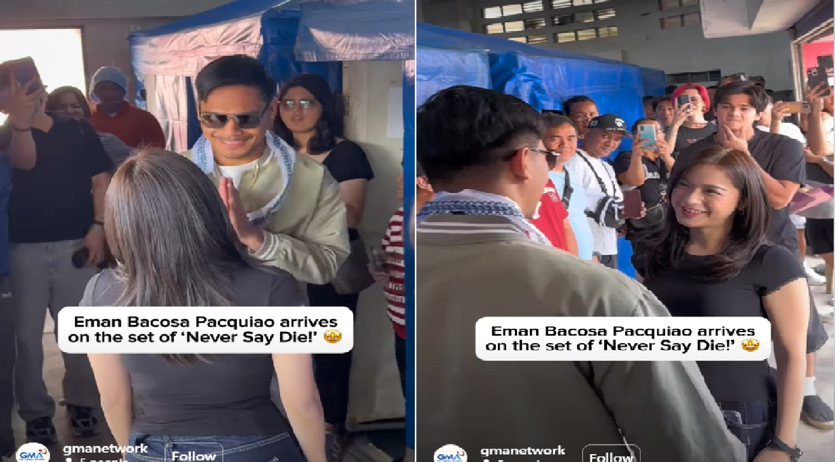 Jillian Ward, sinalubong si Eman Bacosa Pacquiao sa set ng 'Never Say Die'