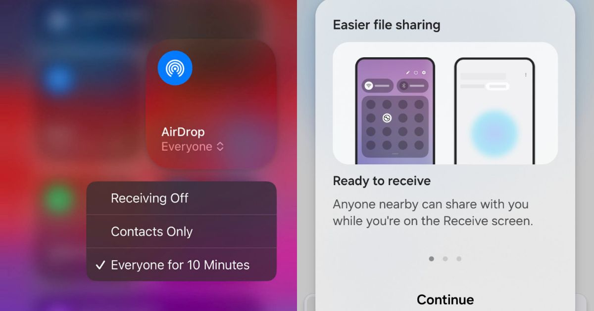 Samsung and Apple users can now share files through AirDrop support