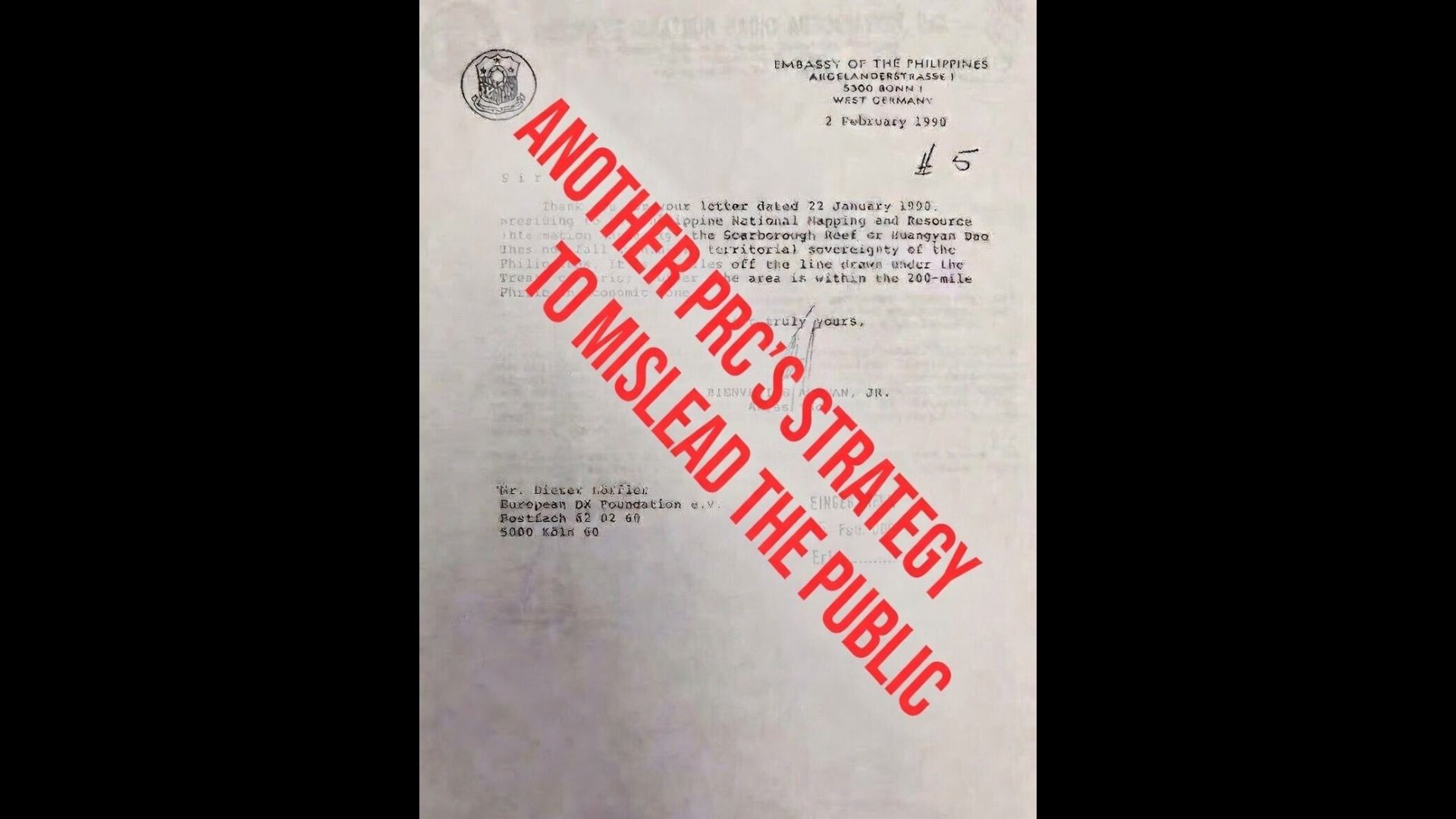 Tarriela rebuts China"s Scarborough 'concession" claim