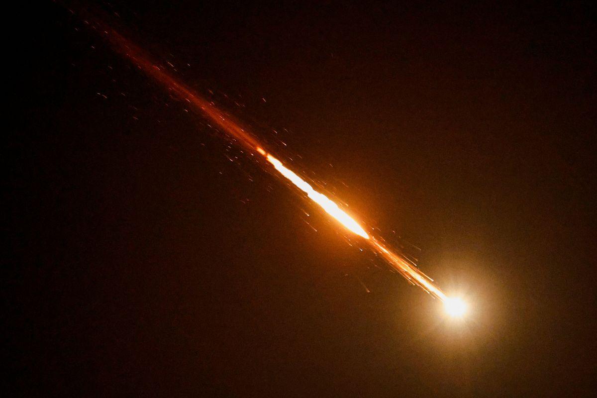 Missile intercepted as seen from Ashkelon, Israel