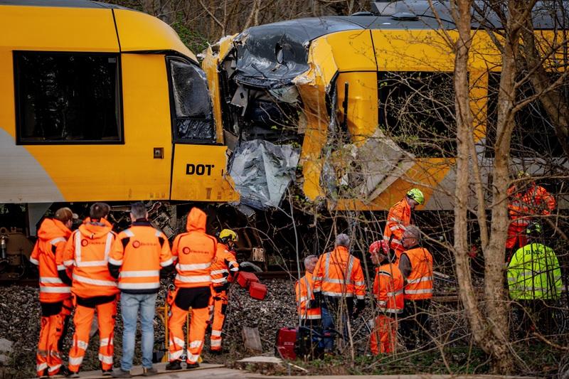 Two trains collide in Denmark, injuring 18 people, emergency service says
