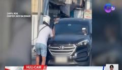 Rider, hinarang ang MPV na nakabangga umano sa kaniyang motorsiklo sa Rizal