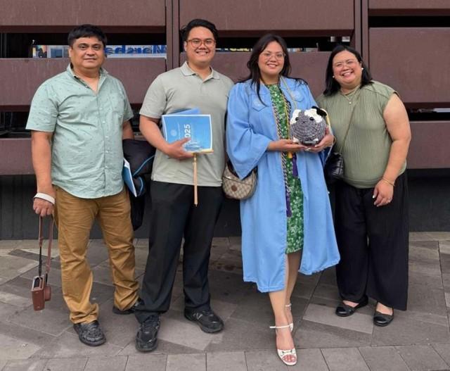(From right) Sarah 'Cheeky' Arciaga with her children, who are now professional registered nurses, and husband. Courtesy: Cheeky Arciaga via The FilAm