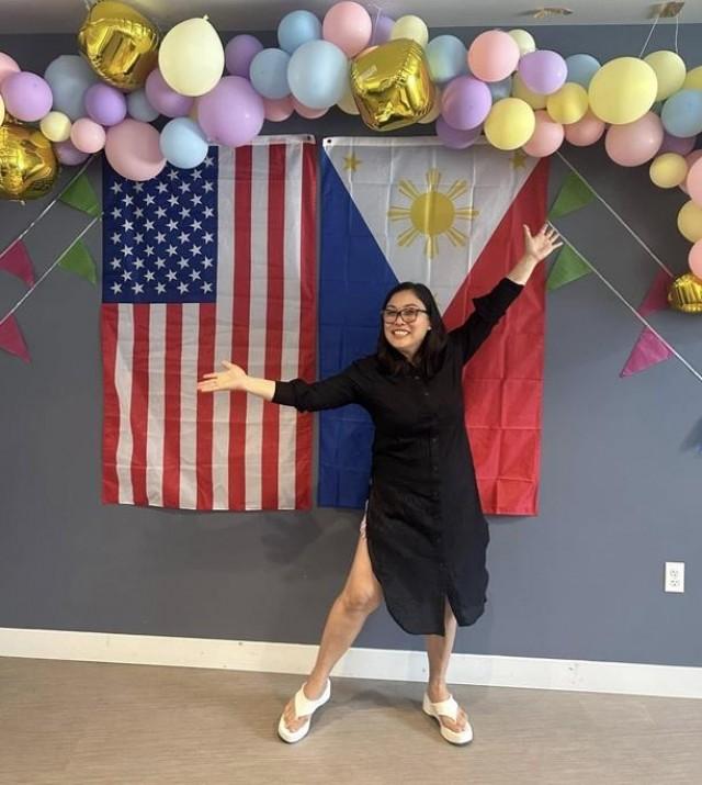 Two flags, one journey toward Revitche Eredia's American Dream. Courtesy: The FilAm