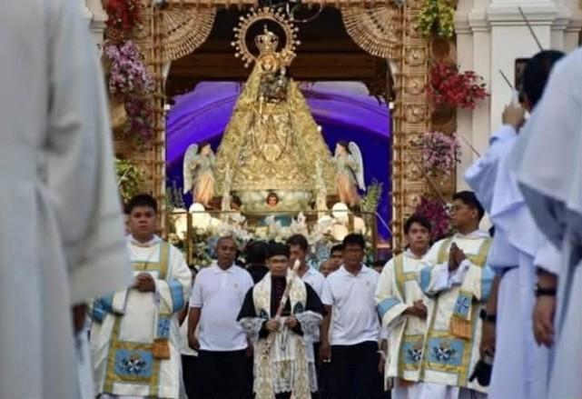 Thousands of Marian devotees join the centennial anniversary celebration of the canonical coronation of Our Lady of Manaoag. Photo by Mariel Celine Serqui&Atilde;&plusmn;a/GMA News 