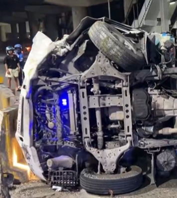 Closed van rams into EDSA Busway's concrete barriers in QC