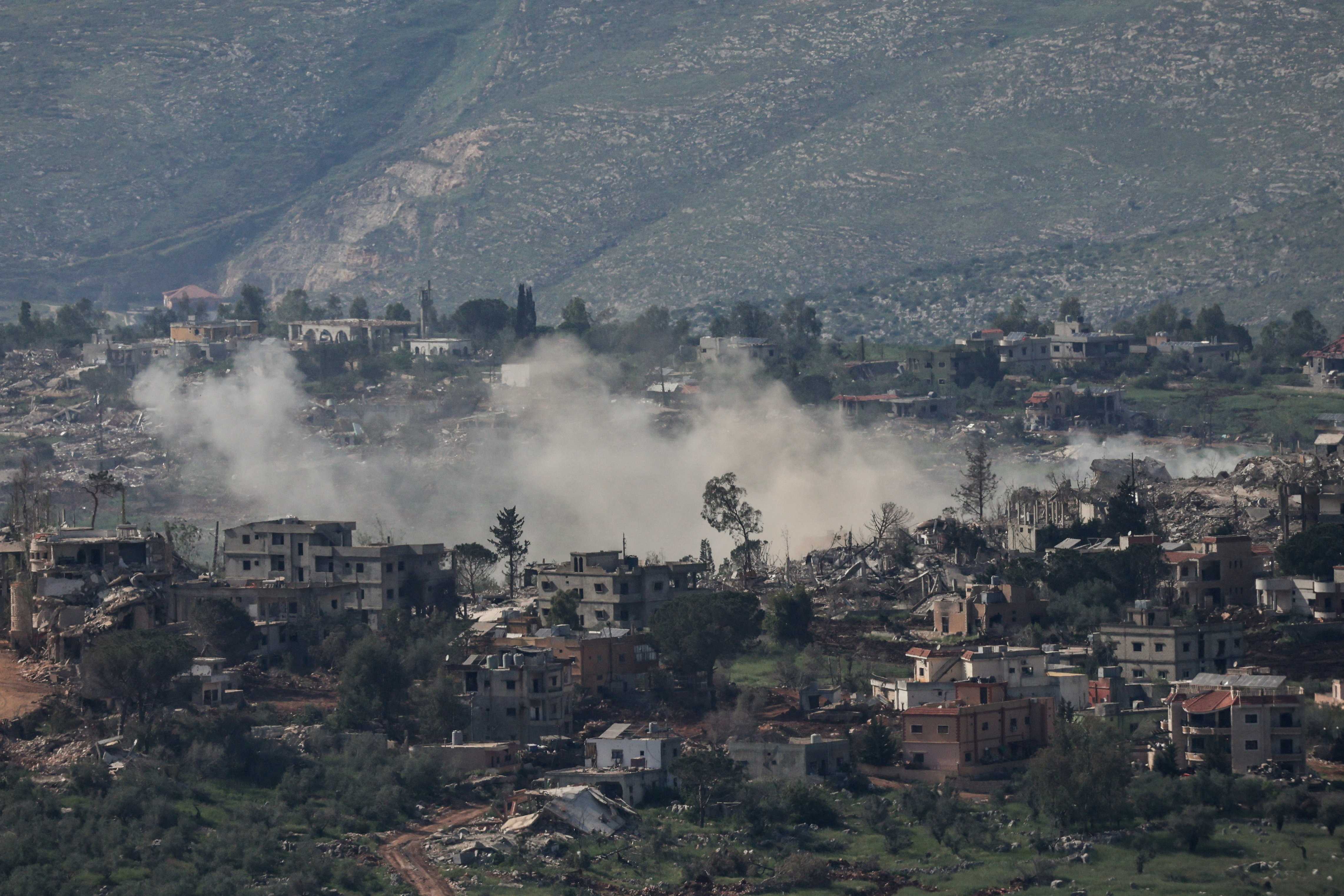 Smoke rises in Lebanon following an Israeli strike, as seen from the Israeli side of the Israel-Lebanon border, in northern Israel