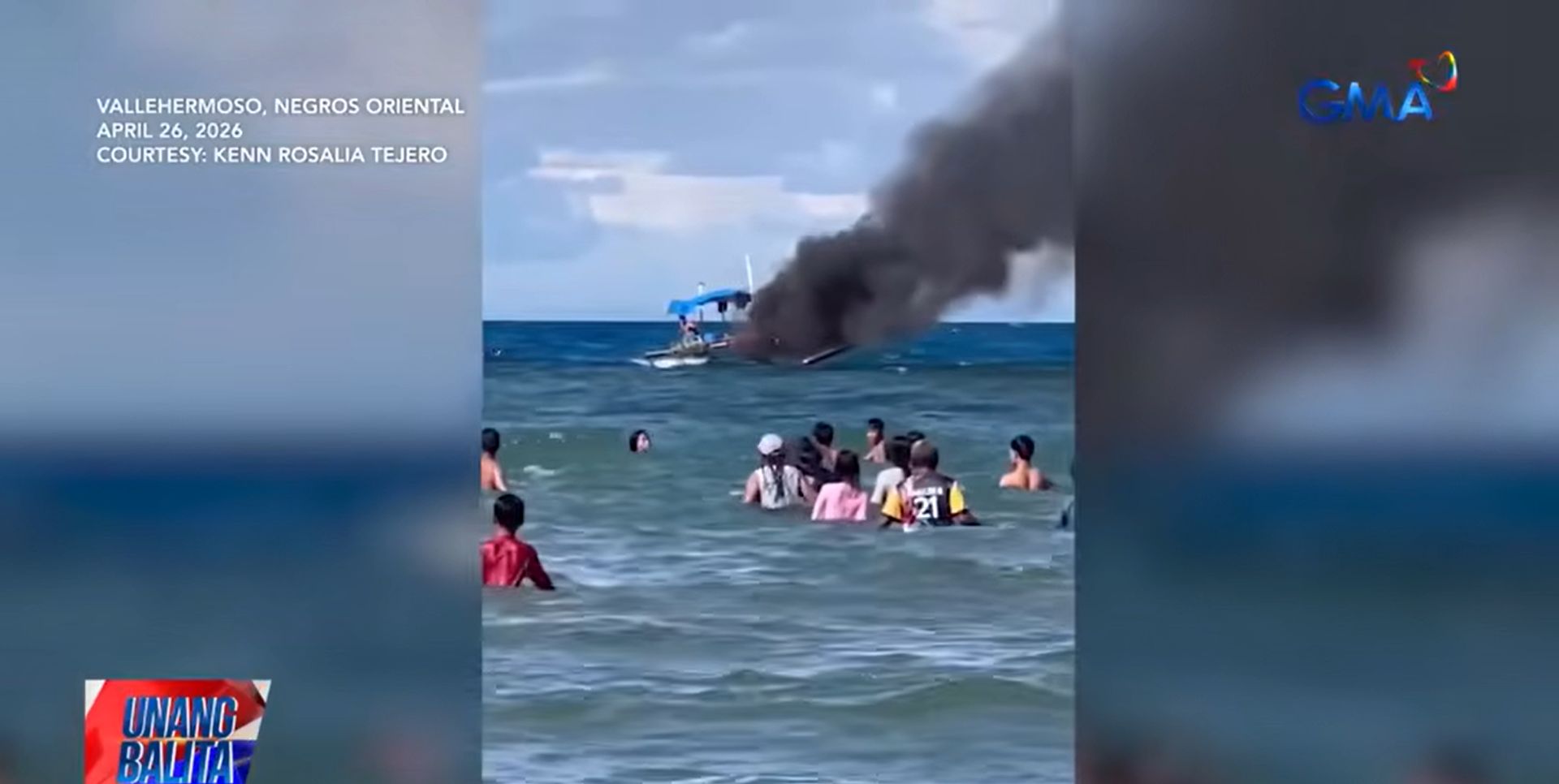 Motorbanca, nasunog sa dagat sa Negros Oriental; mga turista at operator, nasagip
