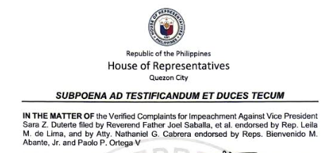 House panel subpoenas COA, BIR execs, lawyer who notarized Madriaga's affidavit
