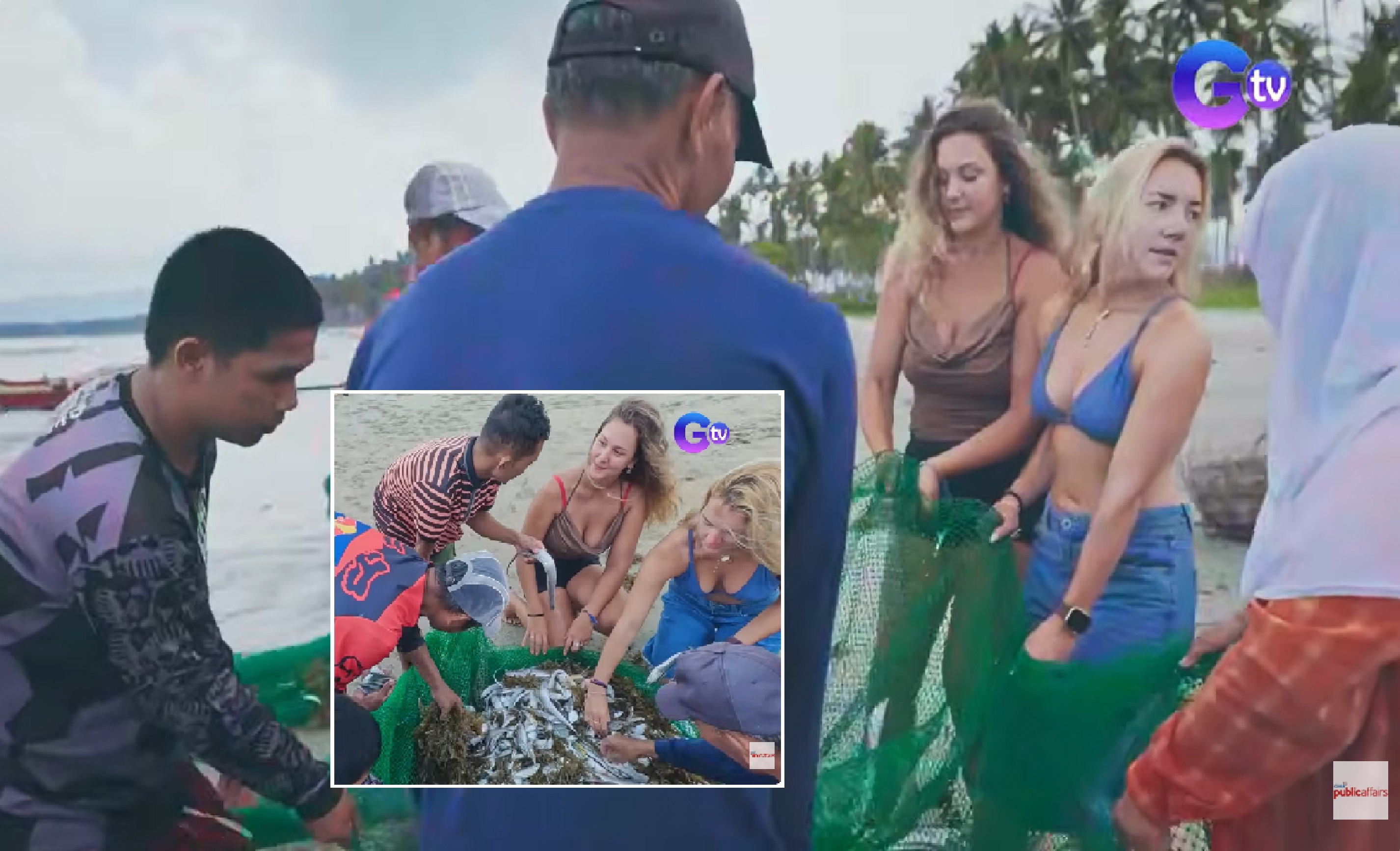 2 dayuhang turista, nakihila sa lambat sa tradisyunal na paghuli ng isda na 'keger' sa Palawan