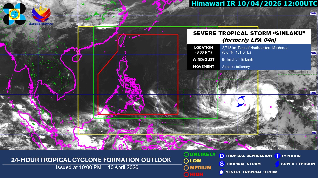 Cyclone Sinlaku intensifies into severe tropical storm outside PAR