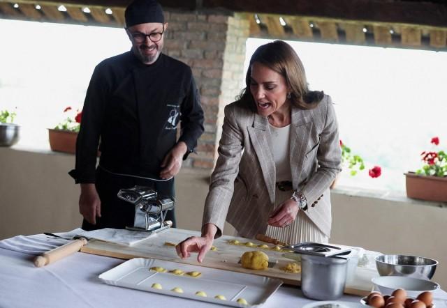 Her visit concludes a two-day trip to the region, in Felino, in the province of Parma, Italy, May 14, 2026. REUTERS/ Phil Noble/ Pool