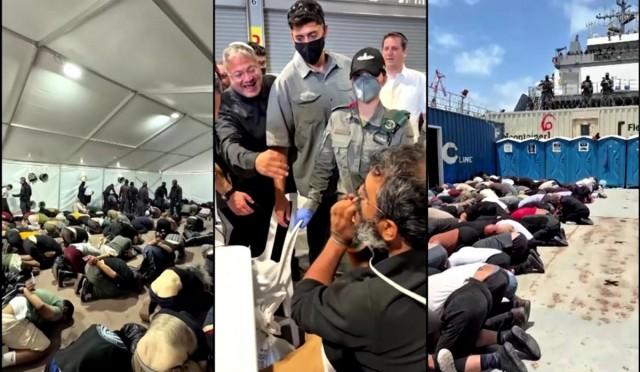 Israel captured the flotilla in international waters, as it was sailing to Gaza to deliver humanitarian aid. Video from the Office of Itamar Ben-Gvir via Reuters