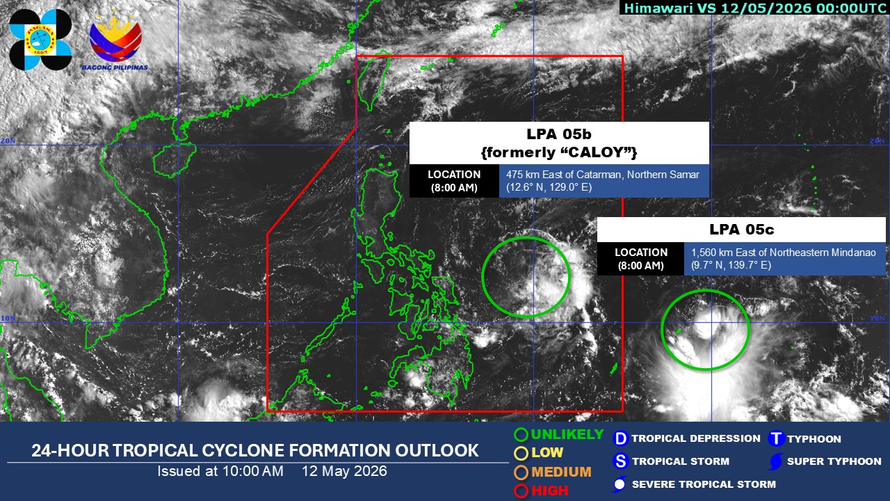 LPA, formerly TD Caloy, still within PAR - PAGASA