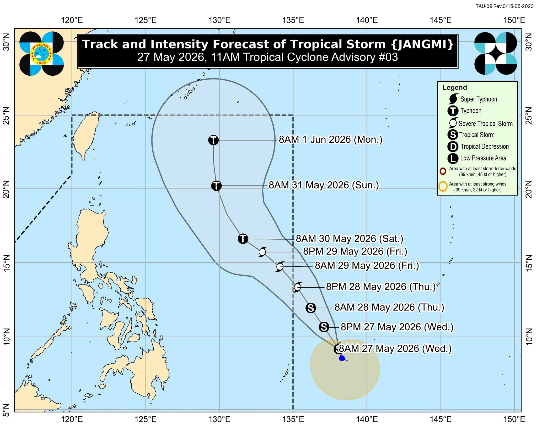 Tropical depression outside PAR now tropical storm Jangmi —PAGASA