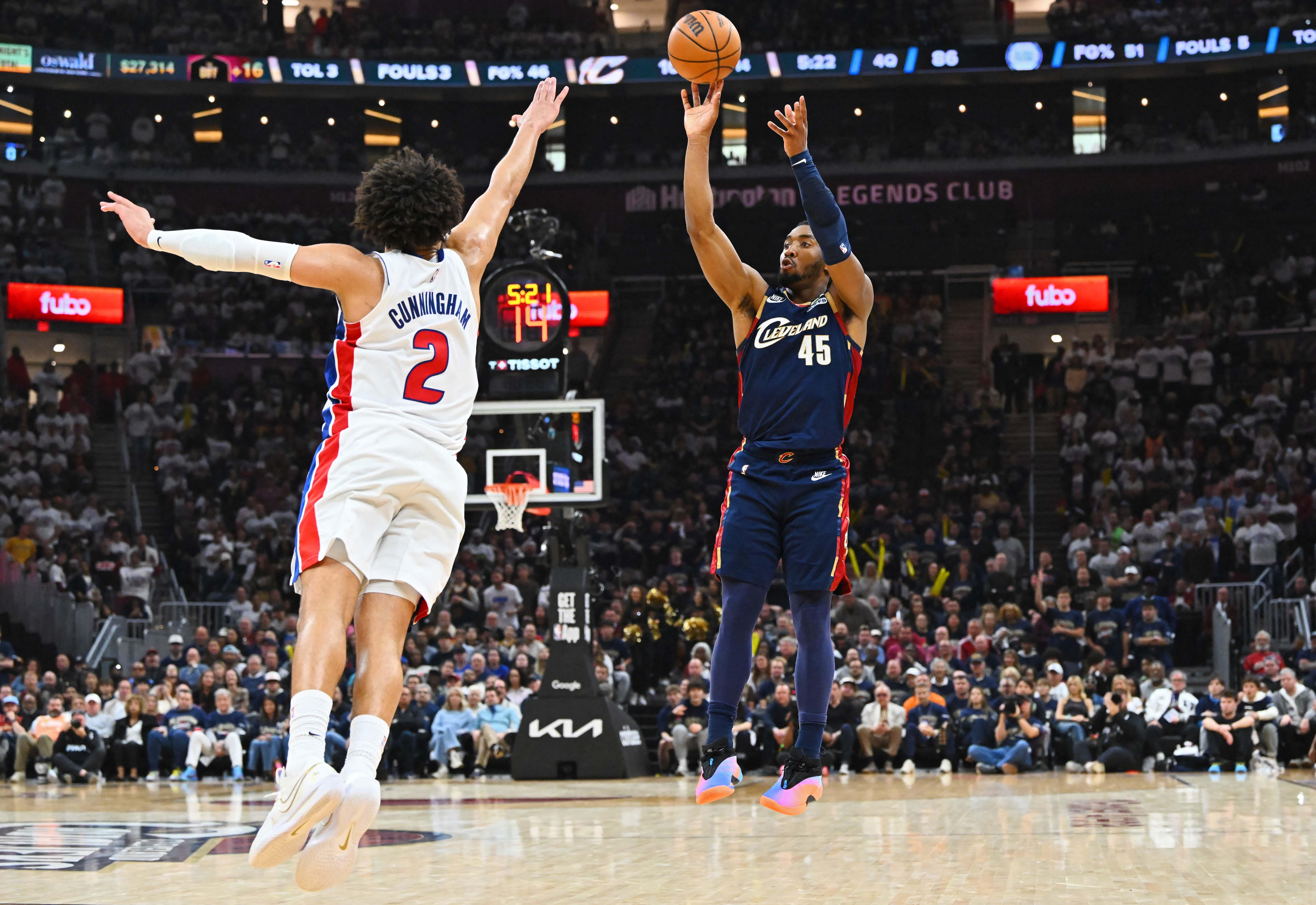 NBA: Donovan Mitchell's 39-point half lifts Cavs level with Pistons at 2-2