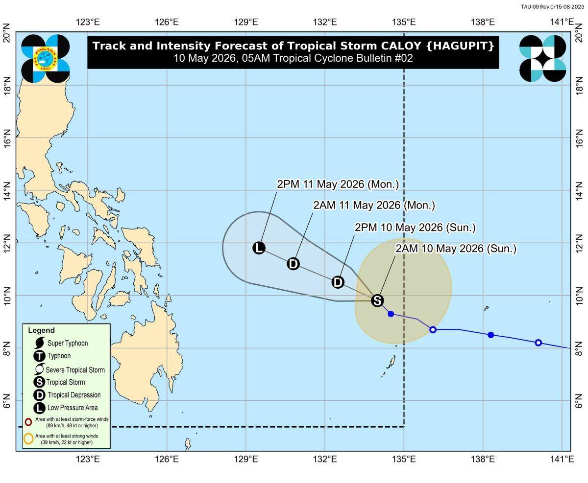 Tropical Storm Caloy (international name: Hagupit), May 10, 2026 at 5 a.m.