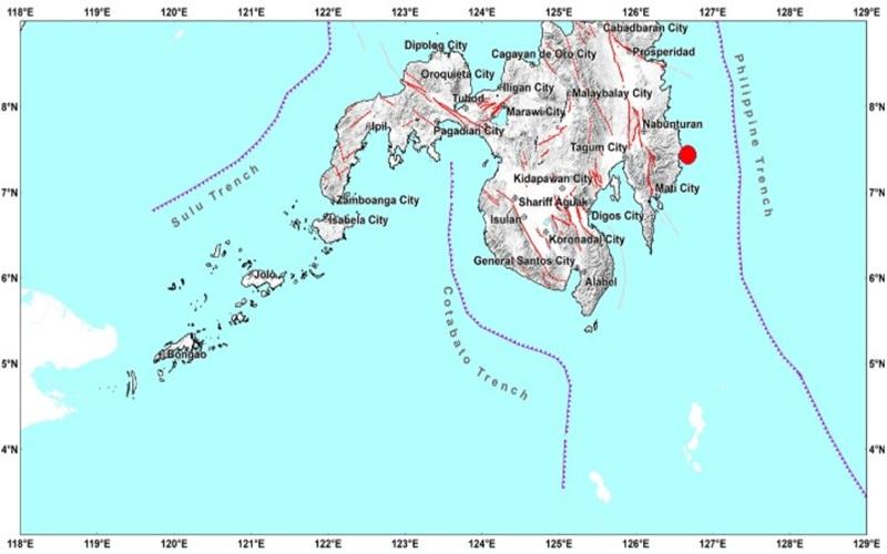 PHIVOLCS reports Magnitude 5.6 earthquake near Davao Oriental's Caraga town