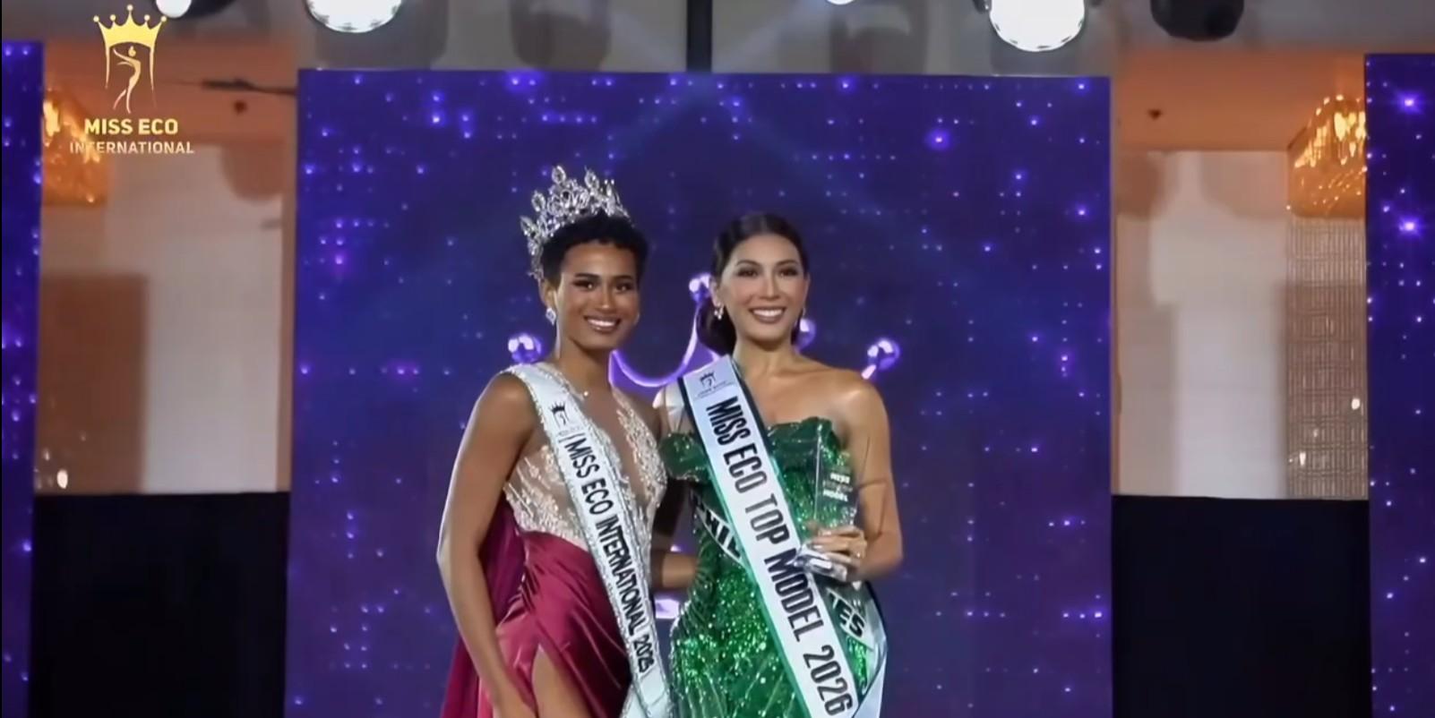 Gabbi Carballo wins Evening Wear Top Model award at Miss Eco International 2026 preliminary competition