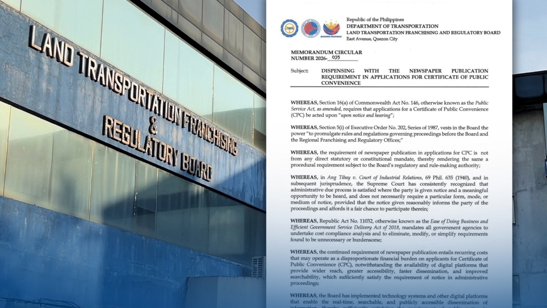 LTFRB to no longer require newspaper publication for franchise applications