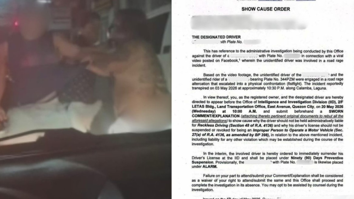 LTO summons motorists who threw punches in viral road rage incident in Laguna