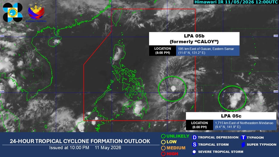 Caloy weakens into LPA, unlikely to revert to tropical depression – PAGASA 